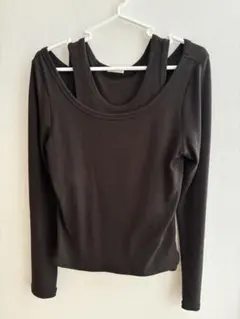 guブラック オフショルダー 長袖 Tシャツ L