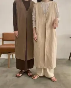 lawgy linen layered vest アイボリーのサムネイル