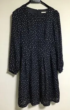 Natural beauty basic 膝丈ワンピース　長袖　S 水玉