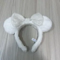 【美品】白　ふわふわ　モコモコ　ミニー　ホワイト　カチューシャ　冬　クリスマス