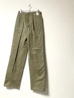 4480 T0 オリーブグリーン プリーツパンツ　丈長め