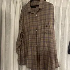 Plantation プランテーション チェックプリント コットンシルクシャツ 