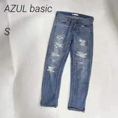 AZUL basic ダメージデニムパンツ　ジーンズ　ローウエスト　色落ち
