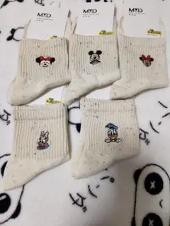 キャラクター刺繍ソックス5足セット 22-24cm