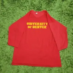 古着 フットボールTシャツ 赤 80sビンテージ カレッジ デンバー USAのサムネイル