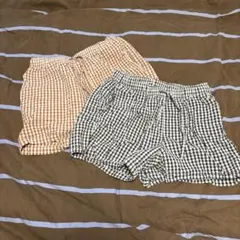 UNIQLO コットンリラコ　ギンガムチェック　サッカー　M ２点セット