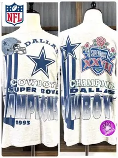 90s USA製NFLスーパーボールアメフト記念TシャツLグレー　前後プリント