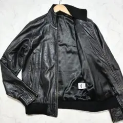 VINTAGE 本革ラムレザー シングル ライダースジャケット 羊革 M相当 黒