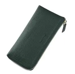 ⭐️長財布⭐️ L字型　グリーン　風水カラー　カード収納　牛革　ギフト　化粧箱付