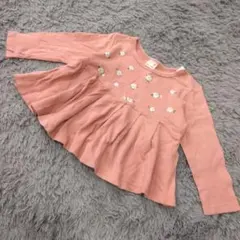 b651 petit main プティマイン【90】フリル付きカットソー ピンク