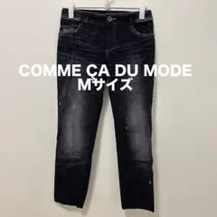 COMME ÇA DU MODE デニム転写プリント ストレッチパンツ 黒 Mのサムネイル