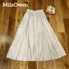 ミラオーウェン　MilaOwen　コットン　ロングフレアスカート　ゴムウエスト