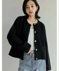 Re:EDIT ニットゴールドボタンショートコート