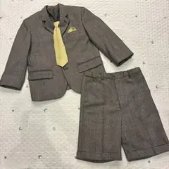 【4点セット】美品 グレー チェック柄 フォーマルスーツ 130cm ウール