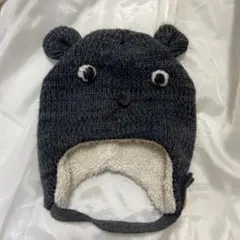 クマ耳付きダークグレー帽子