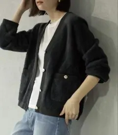 新品・タグ無し フェザーヤーンカーディガン【洗濯機OK/抗ピル】