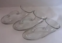 気泡入り変形広口ガラス尿瓶3点 補助用ガラス器材 実用・インテリア 