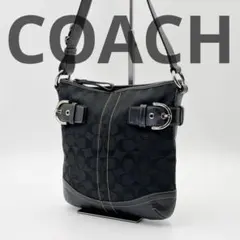 美品 COACH 3577 ワンショルダー シグネチャー キャンバス ブラック