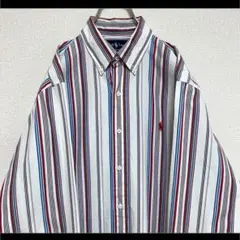 ラルフローレン BDシャツ 長袖 ストライプ 赤ポニー刺繍 L相当