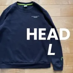 ★HEADヘッドスウェットトレーナーLサイズネイビー裏起毛クルーネック丸首