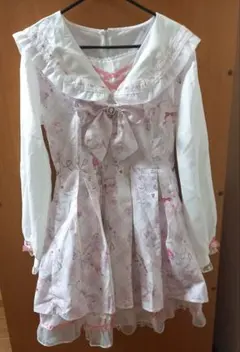 sewing bear柄セットアップ風 ワンピース 長袖