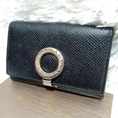 美品　ブルガリ　コインケース　小銭入れ　ロゴクリップ　ブラック　レザー　付属品