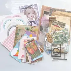 コラージュ素材　おすそ分け　素材紙　シール　120枚