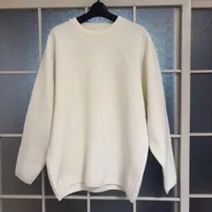 無地 クルーネック ニット ホワイト L