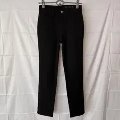 【美品】ミセスジーナ 暖レギュラーストレートパンツ 黒 58 S ストレッチ