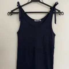 【お値下げ】NICE CLAUP ネイビーキャミソール リボン付き　タンクトップ