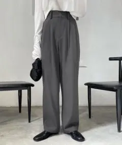 me+em select スラックス　グレー　パンツ　ブラック