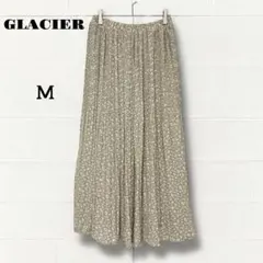 グラシア 花柄　プリーツロングスカート ベージュ　M ウエストゴム　裏地あり　春