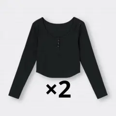 GU コットンブレンドリブクロップドヘンリーT 長袖 ドライ