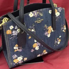 coach☆フローラルデニム チャーリー キャリーオール 28！未使用