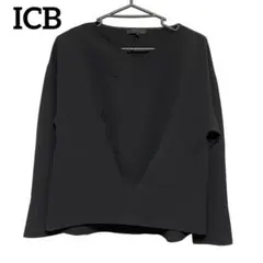 ICB ブラックVネックトップス 長袖 きれいめ オフィス 大人コーデのサムネイル