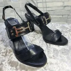 Ferragamo 22cm ミュール 黒 レザー ストラップ 4.5のサムネイル