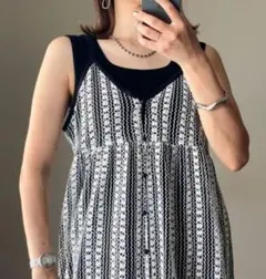 クロシェ　レース編み　キャミワンピース