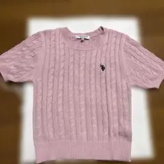 U.S.POLO ASSN. ワンポイント半袖ケーブルニット　Lサイズ