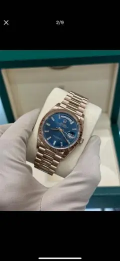 ROLEX 自動巻き腕時計 青色ダイヤル ステンレス