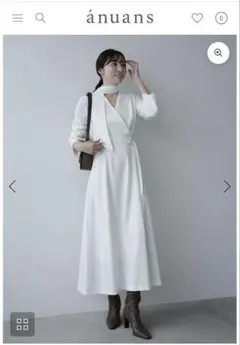 anuans ダブルサテンクラシカルワンピース