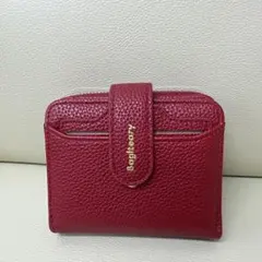 レザー 二つ折り財布 赤のサムネイル