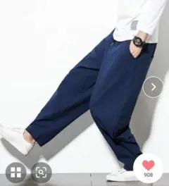 SETUP7 コットンタッチリラックステーパードパンツ　ネイビー FREEサイズ