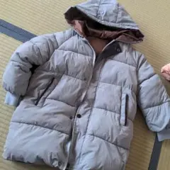 中綿ボリュームジャンパー 130 スモーキーブルー 男の子 くすんだ水色 雪遊び