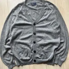 フレッドペリー　スナップカーディガン　ブルゾン　グレー　月桂樹ロゴ　サイズMのサムネイル