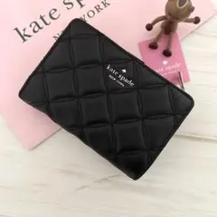 ★ 高級感のあるキルティング！新品 kate spade 折り財布 ブラック