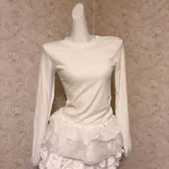 平成ギャル　姫系　ホワイト 長袖 フリル トップス