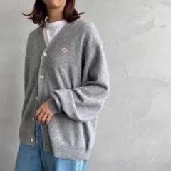 Danton ワンポイントロゴ Vネックニットカーディガン