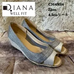 美品　DIANA WELL FIT オープントゥパンプス ウェッジソール　22のサムネイル