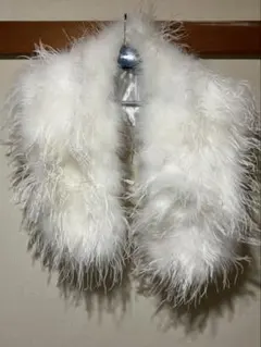 オーストリッチ ファーショール 羽毛　白 成人式 着物用