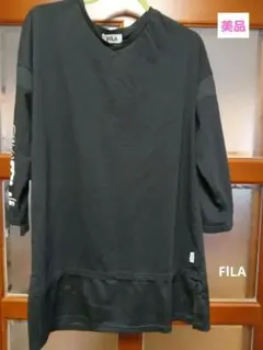 大きいサイズ3L.FILA ブラック Vネック 五分袖 カットソー